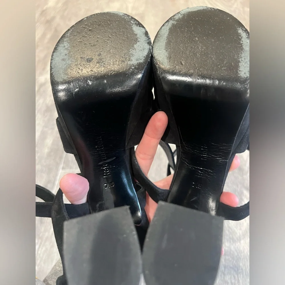 Reformation black Tatiana suede platform heels